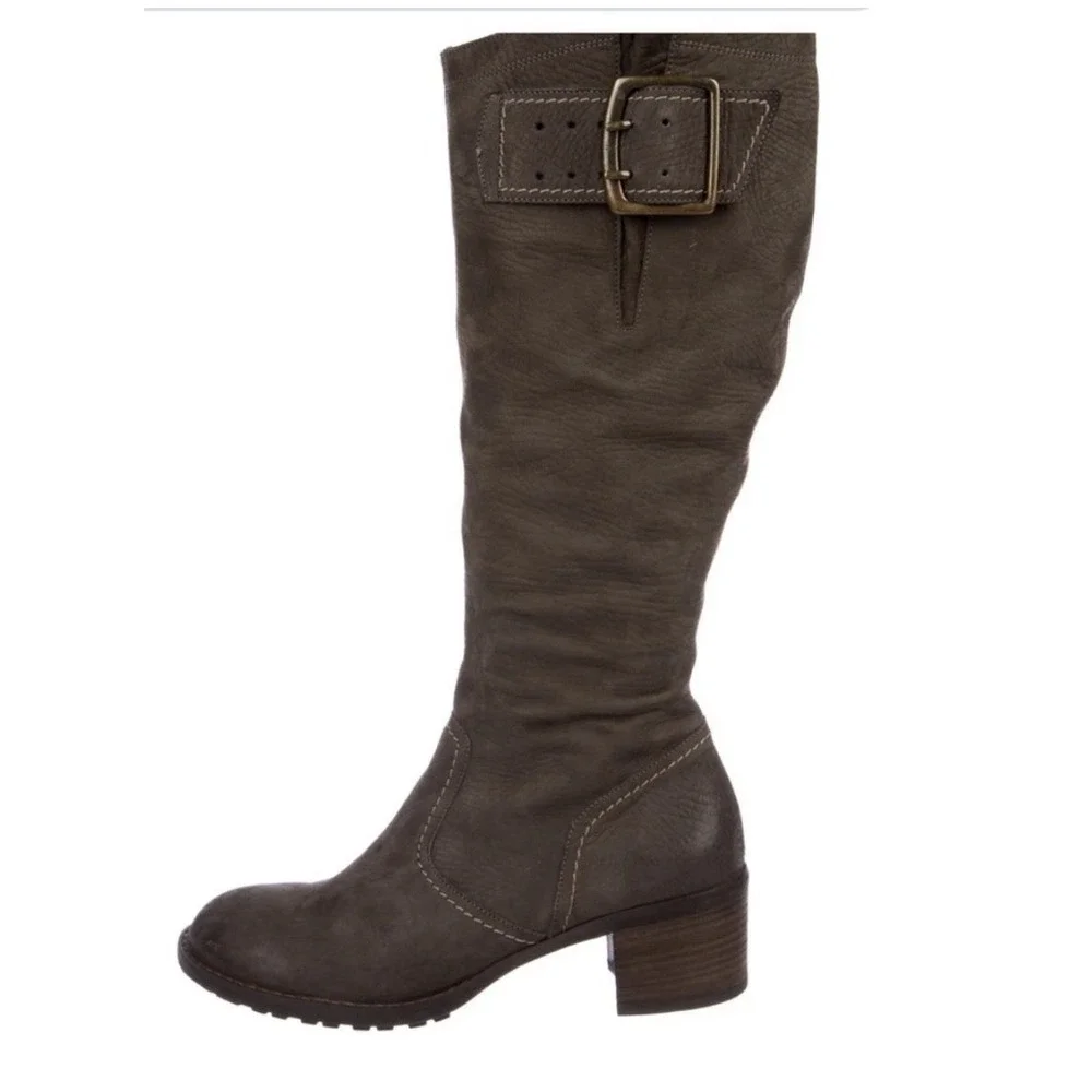 Paul Green Kendra Women Knee High Riding Boot Size 5 US 7.5 Leather Brown Buckle